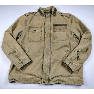 Levis Trucker Jacket Mens L Field Military Paratrooper Chore Coat Lined Beige